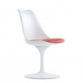 Кресло Tulip style вращающееся N 8/  LMZL PP635E стул белый с красной подушкой, крутящееся