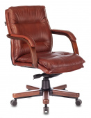Кресло руководителя T 9927 низкая спинка Бюрократ СУПЕРВЕС кожа, коричневый