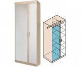 Шкаф для одежды Гардероб двухдверный с зеркалом, Ника Н 1, Заречье Н1, 90*38*222 см