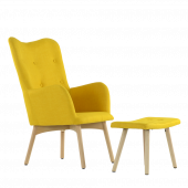 Кресло интерьерное дизайнерское БАРНЕО Barneo K 101 с оттоманкой каркас дерево, цвет на выбор 