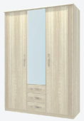 Шкаф для одежды с зеркалом  Гардероб трехдверный Диана Д 11, Заречье Д11,  (3 ящика + 6 полок + штанга) 158*61*222 см