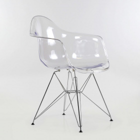 Кресло интерьерное БАРНЕО Barneo N 14 14 SteelMold прозрачный пластик метал. ножки Eames style 