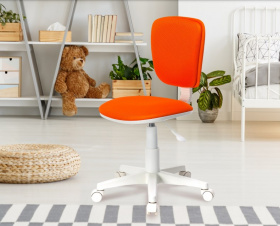 Кресло детское компьютерное Бюрократ CH W 204 NX белый пластик оранжевый