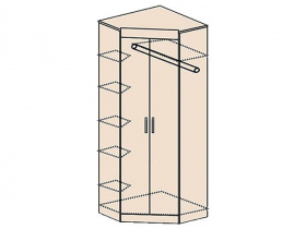 Шкаф Гардероб угловой без зеркала (боковые стороны одинаковые 360 мм) Ника Н 5, Заречье Н5, 80*80*222 см 