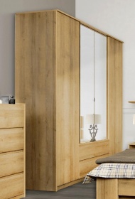 Шкаф четырехдверный Гардероб для одежды и белья с зеркалом Шервуд Ш 11, Заречье Ш11, 158*60*222 см