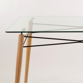 Стол стеклянный прямоугольный кухонный БАРНЕО Т110 Barneo T 110, на деревянных ножках 120*80
