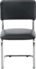Кресло конференц Сильвия стул посетителя хром, экокожа, черный