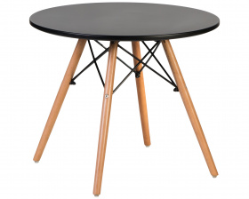 Журнальный кофейный стол LMZL TD 53 Eames style на деревянных ножках круглый D-60 см черный