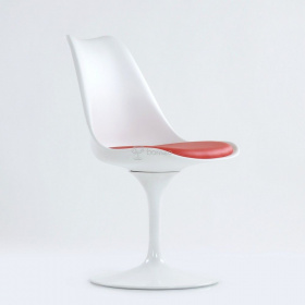 Кресло Tulip style вращающееся N 8 белый с красной подушкой, крутящееся