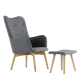 Кресло интерьерное дизайнерское БАРНЕО Barneo K 101 с оттоманкой каркас дерево, цвет на выбор 