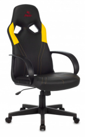 Кресло игровое Бюрократ VIKING ZOMBIE RUNNER / Викинг ЗОМБИ рунер для геймеров game, ткань, черный - желтый