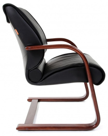 Кресло для посетителя CHAIRMAN СН 445 WD на деревянных полозьях кожа
