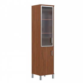 Шкаф - пенал высокий узкий со стеклянной и глухой дверьми BORN Борн В 431.4, цвет на выбор, 47*43 см
