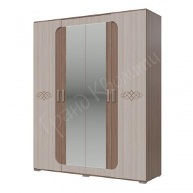 Шкаф 4-х дверный - Гардероб с зеркалом ПАЛЬМИРА ГК 4-4820, с рисунком, длина 180 см