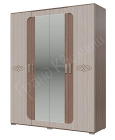 Шкаф 4-х дверный с зеркалом ПАЛЬМИРА ГК  4-4821, без рисунка, длина 160 см